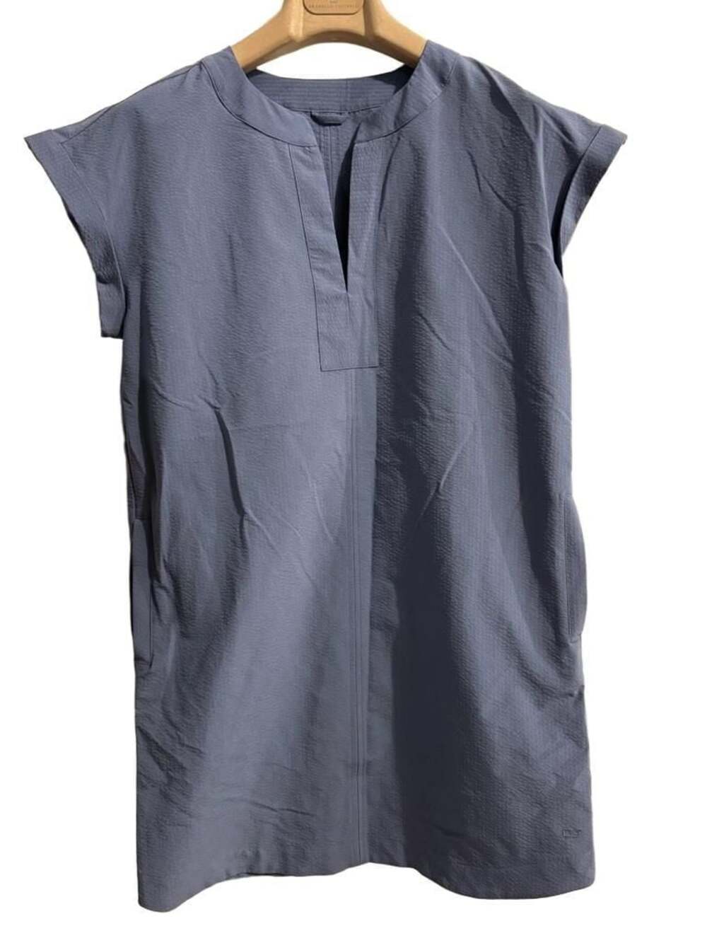 Vineyard Vines Harbor Seersucker Tunic Dress in Faded Indigo